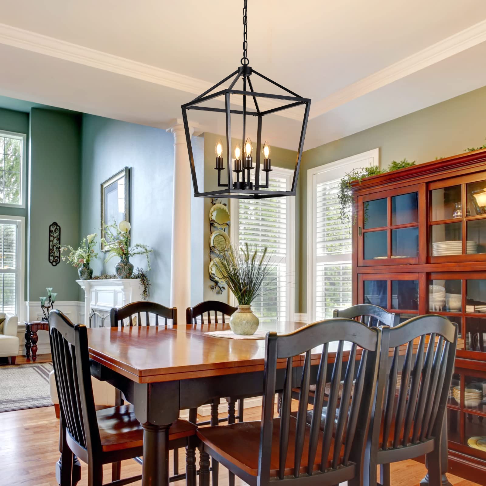 Switchライト ブラック GYNAZIX Dining Room Light Fixture, Modern Black Chandelier